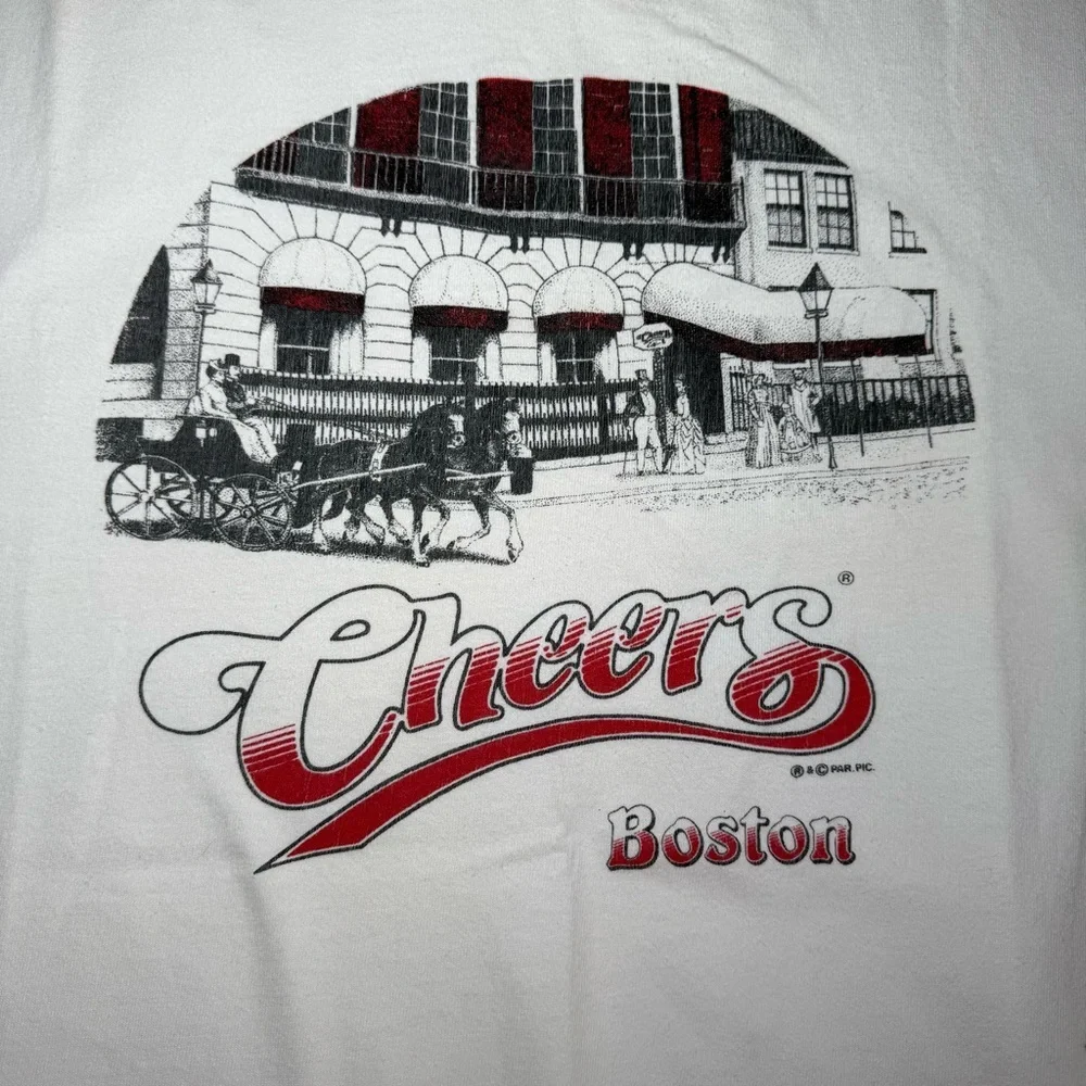 Vintage Cheers Boston Bar TV Show T Shirt Size XL Hanes Heavyweight Made in USA - Picture 2 of 5